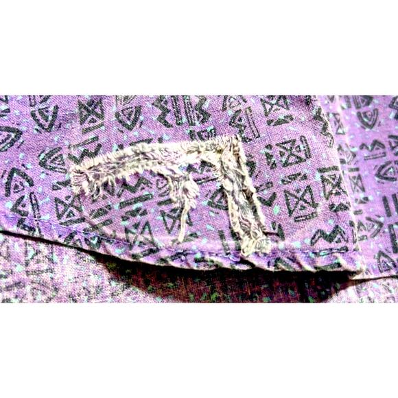 Vintage REACTOR Button Up Shirt Purple Geometric Pattern Mens Small - Picture 4 of 5